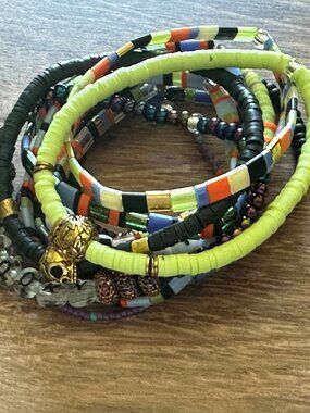 NEW Set of ELEVEN (11) Handmade Stretch Bracelets Halloween-Adult Size